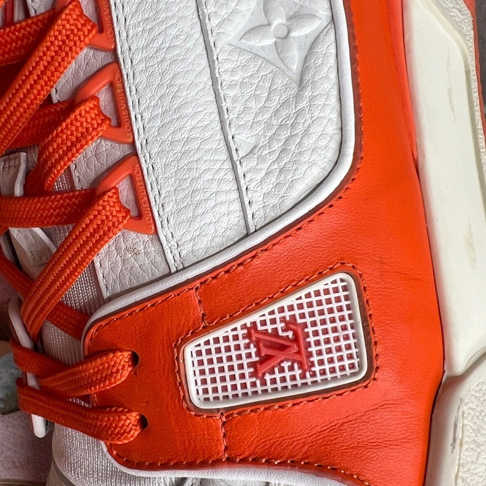 Louis Vuitton Men's Vibrant Orange and White Sneakers - Picture 9 of 10
